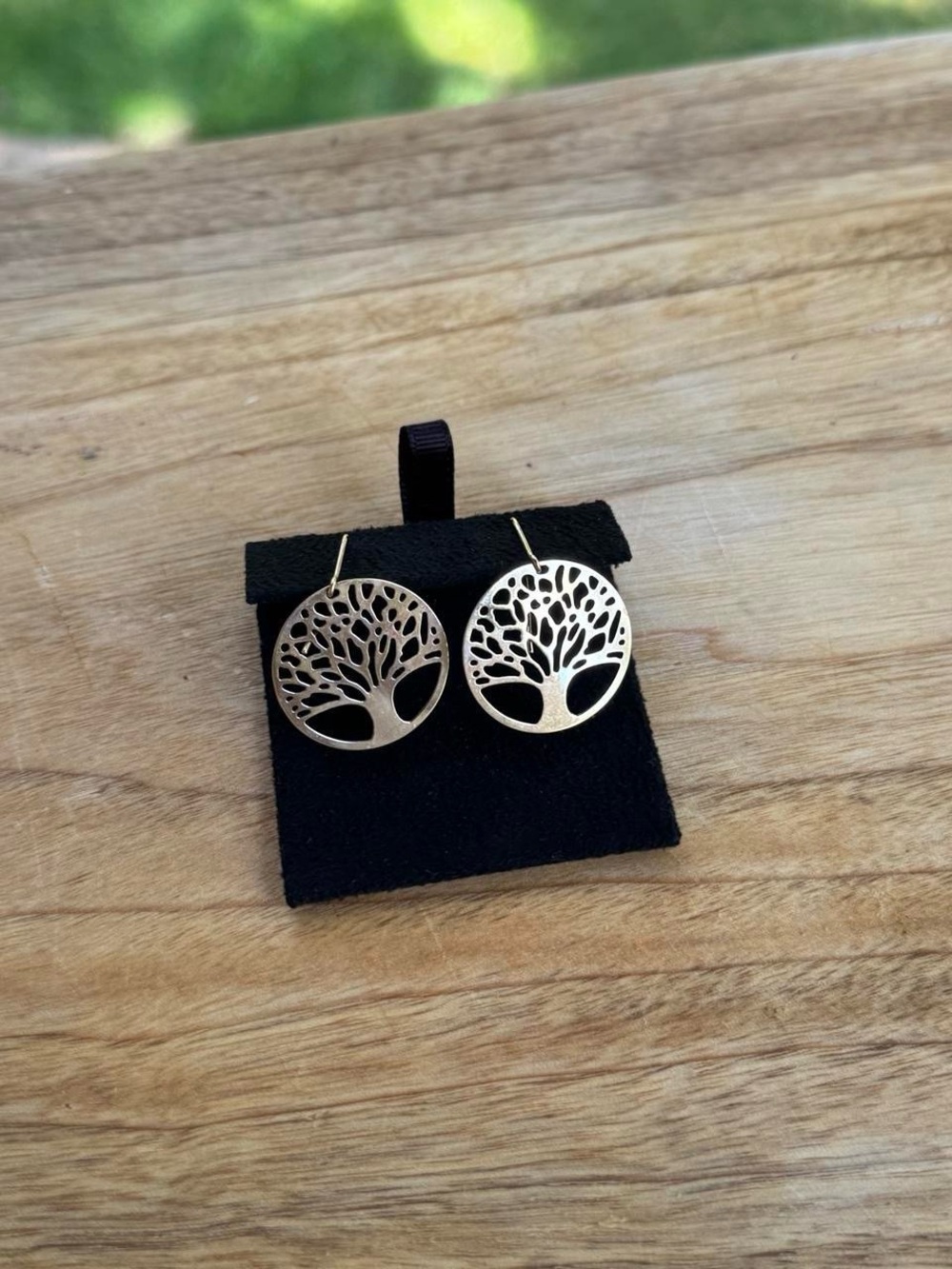 14K Solid Gold Tree of Life Dangle Earrings Nature Boho Fine Jewelry